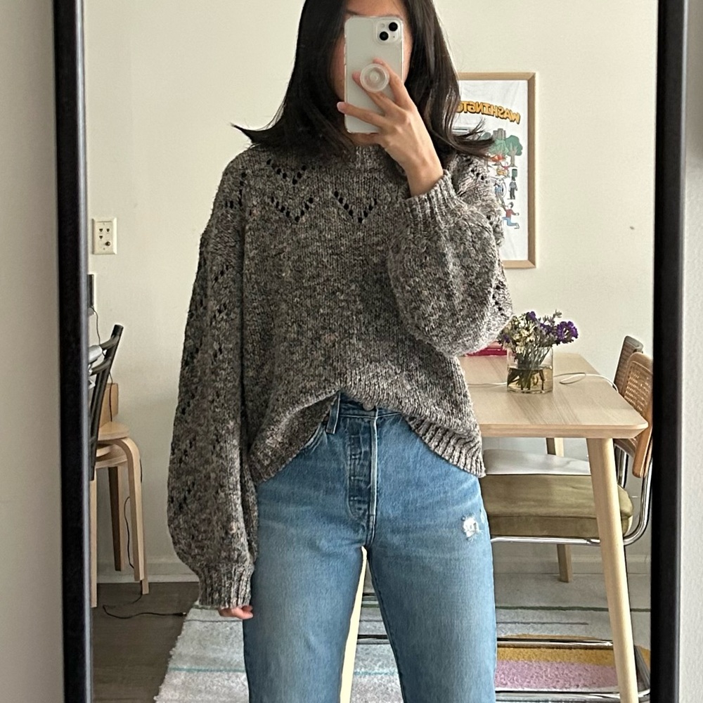 Madewell Open Stitch Pullover Oversized Wool Blend Sweater